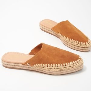 Sam Edelman Tan Espadrille Mules with Whipstitch Detail